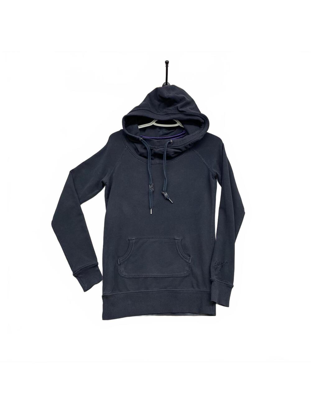Garage Women's Small Petite Black Pullover Hoodie Y2K Faded Embroidered Logo